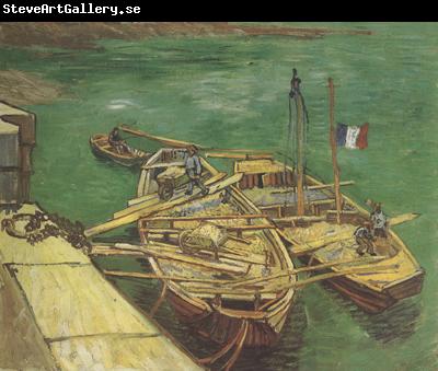Vincent Van Gogh Quay with Men Unloading Sand Barges (nn04)